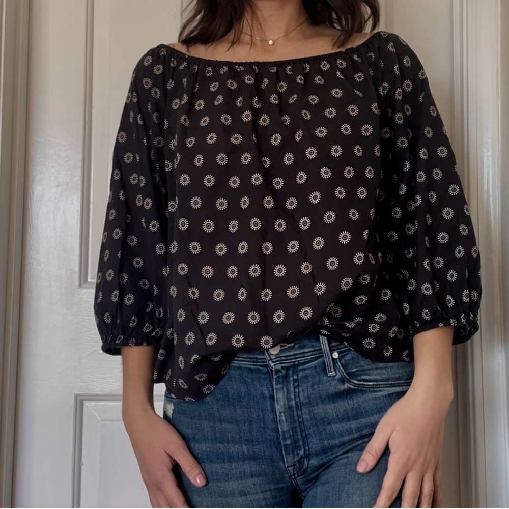 Black Patterned Women's Top